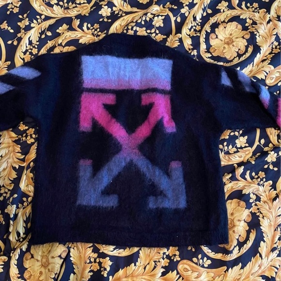 OFF WHITE MOHAIR DIAGONALS LS SWEATER SZ SMALL - Picture 1 of 7